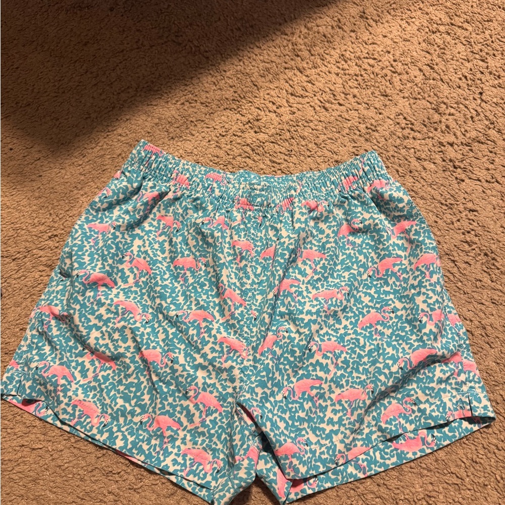 Chubbies Pink and Green Athletic Shorts with Elastic Waistband